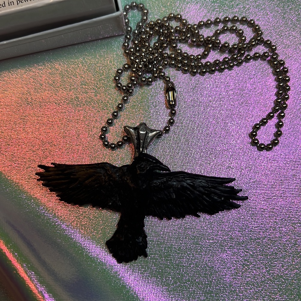 Raven Pendant on long chain